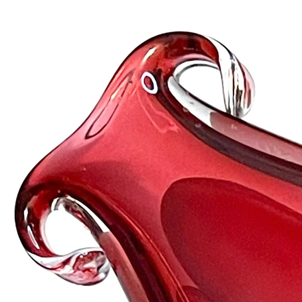 Janet Zug Ruby Red Amphora 4” Handblown signed 90’s Hanging Glass Vase